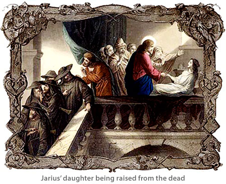 Jairus' daughter being raised from the dead