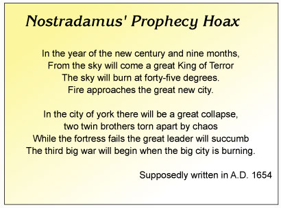 Nostradamus Prophecy Hoax
