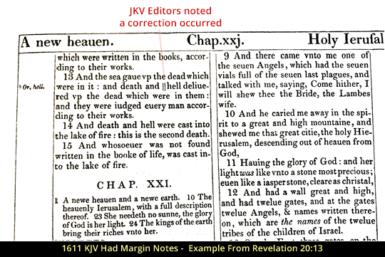1611 KJV Margin Note - Revelation 20:13