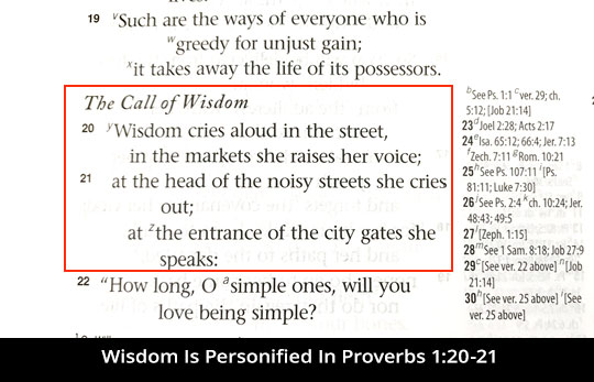 Wisdom Is Personified In Proverbs
