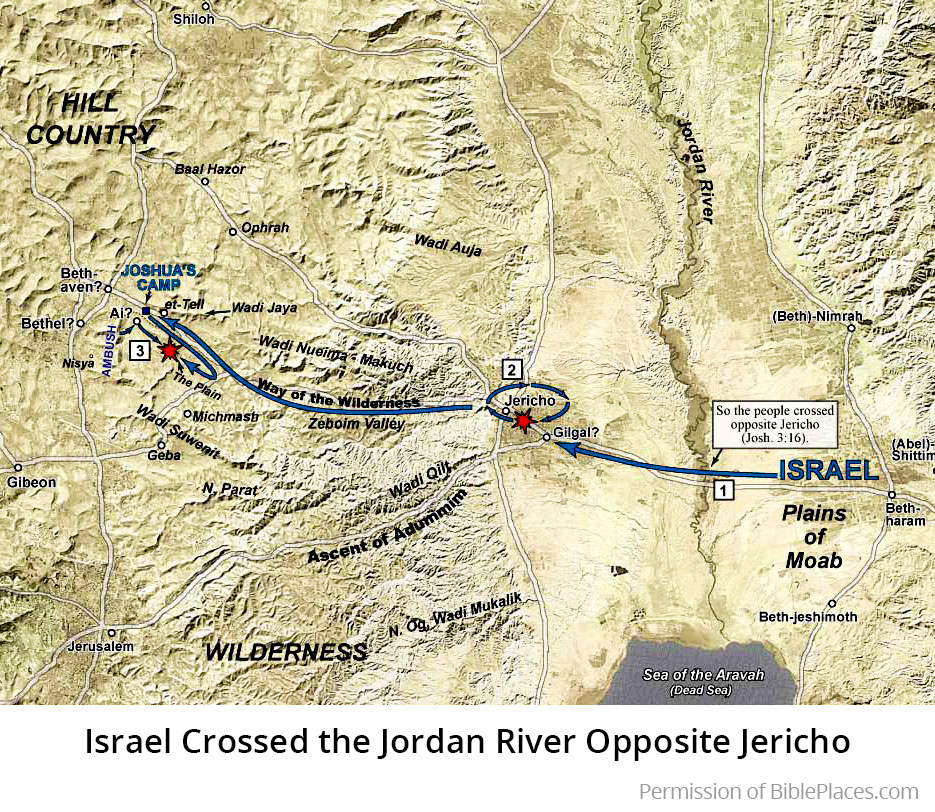 Map - Where Israel Crossed the Jordan River
