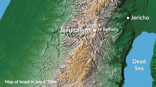 Map of Jerusalem, Bethany, and Bethpage