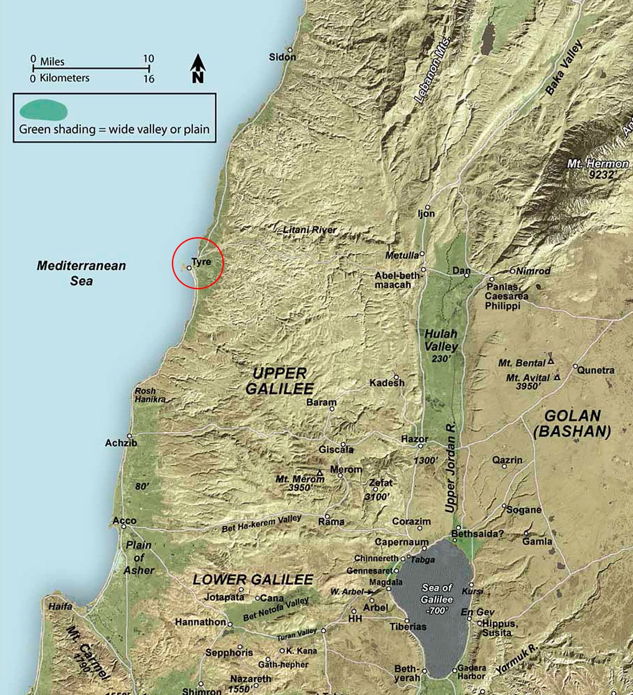 Map of Tyre and Sidon