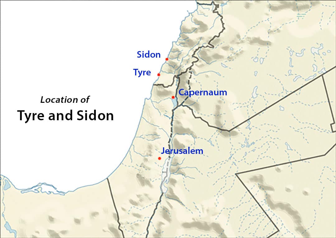 Location of Tyre and Sidon